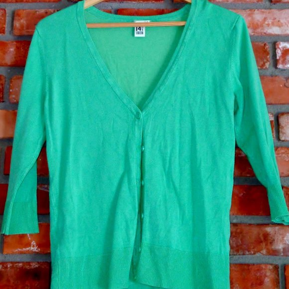 14th & Union Green Cardigan Sweater - Picture 1 of 4